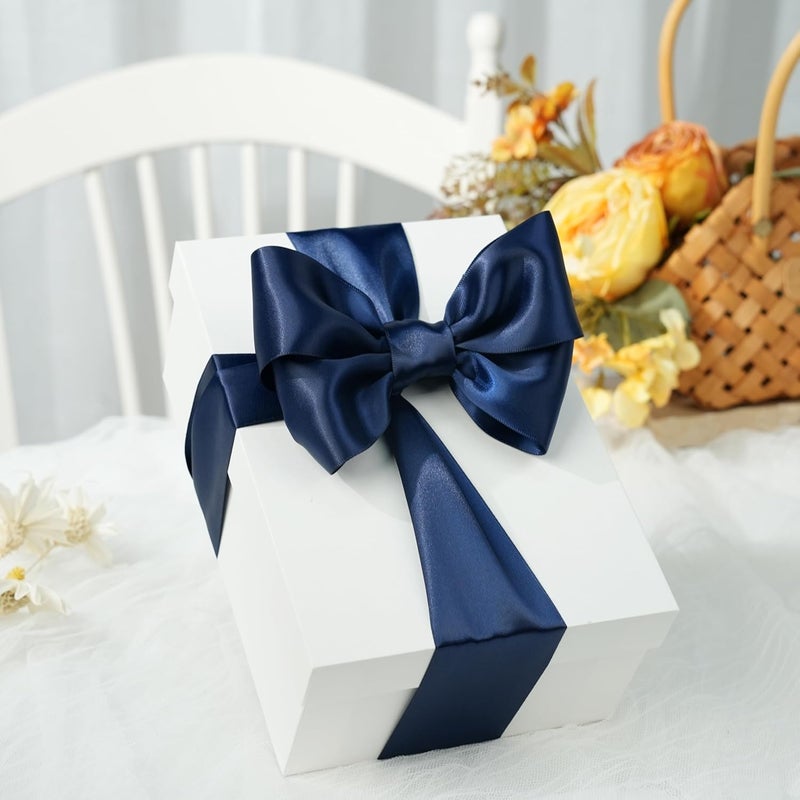 DINDOSAL Navy Blue Ribbon 2 Inch Double Face Satin Ribbon Thick Ribbon for Gift Wrapping Wedding Decor Bridal Bouquet Party Decorations DIY Crafts Diaper Cake Christmas Tree - 25Yards - Image 4